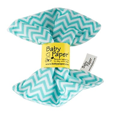 Baby Paper Original Crinkle Teether and Sensory Toy for Babies and Infants Turquoise Zig Zag NonToxic Washable Great for Baby Showers