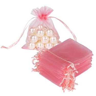 HRX Package Blush Pink Organza Bags 3x4 inch 100pcs Mesh Gift Bags Jewelry Pouches Drawstring Empty Sachet for Shower Party Favor Present Giveaways