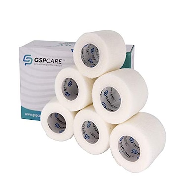 ضمادات لاصقة ذاتية اللصق من GSPCARE، عبوة من 6 ضمادات، كل ضمادة بطول 5 ياردات، شريط طبي للأشخاص والحيوانات الأليفة، لاصق، مرن، يسمح بمرور الهواء، مناسب للإسعافات الأولية، لفائف غير منسوجة، قابل للتمدد، مناسب للرياضيين، لعلاج التواءات الكاحل والتورمات.