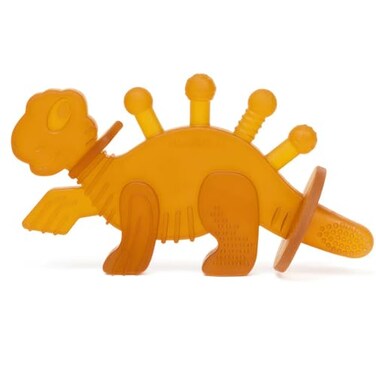 Bambeado Dibly Baby Teething Toy Made with Natural Rubber Amber Elements Gentle Support Easy to Hold Simple to Clean Cute Dinosaur Teether Toy Alternative to Amber Teething Necklace