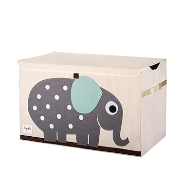 3 Sprouts Large Toy Chest for Kids with Lid and Handles Collapsible Toy Storage BinTrunkBoxBasket Organizer for Boys Girls Playroom Nursery Elephant
