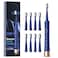 AJELU IPX7 Waterproof Sonic Electric Toothbrush for Adults 2Hour Fast Charging Smart Timer 5 Brushing Modes 8 Brush Heads 30Day Battery Life Blue