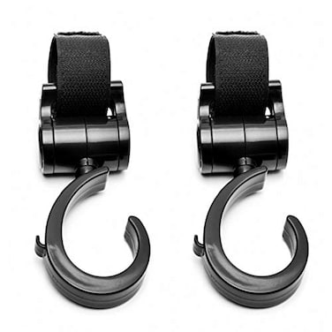 LLUFO Stroller Hooks for Hanging Diaper Bags Baby Stuff Organizer Groceries Purse Mommy Hook Stroller Accessories for Mom When Jogging Walking or Shopping Pack of 2Black