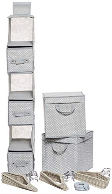 Delta Children Nursery Storage 48 Piece Set Easy StorageOrganization Solution Keeps Bedroom Nursery Closet Clean Dove Grey