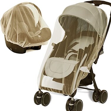 Wanateber Mosquito Net for Stroller Protective 2Pack Perfect Bug Net for Strollers Bassinets Cradles Playards Pack N Plays and Portable Mini Crib Khaki