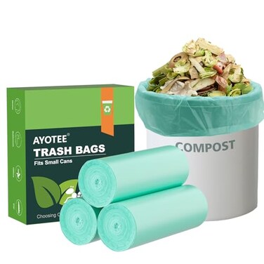 AYOTEE 12 Gallon Compostable Trash Bags 75 Count Mini Garbage Bags