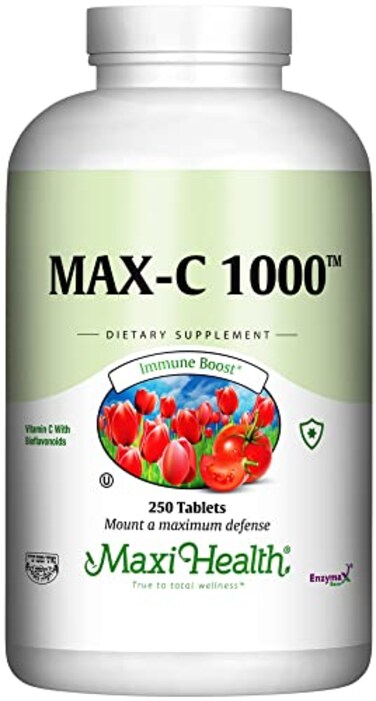 Maxi Health 1000 mg Vitamin C 1000mg Tablets Ultra High Absorption Formula Gluten Free Kosher Dietary Non GMO Supplement for Immune Support Vitamin C Tablets from Ascorbic Acid 250 Count