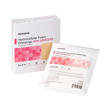 McKesson Hydrocellular Foam Dressings Sterile NonAdhesive Without Border 6 in x 6 in 10 Count 1 Pack