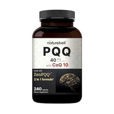 NatureBell PQQ with CoQ10240 Capsules 40mg Active PQQ with 10mg Coenzyme Q10 Cellular Energy Heart Health Brain Function Support Antioxidant Nutrients NonGMO 3rd Party Tested