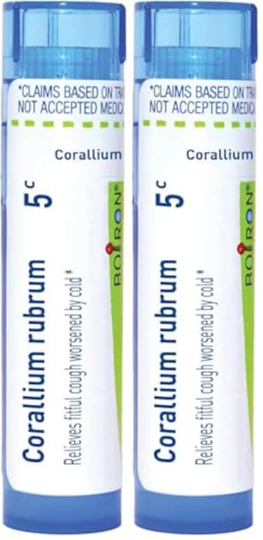 Boiron Corallium Rubrum 5C Md 80 Pellets for fitful Cough worsened by Cold Pack of 2