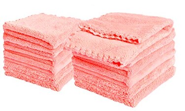 Kyapoo Baby Washcloths 12 Pack 12x12 Inches Microfiber Coral Fleece Extra Absorbent and Soft for Newborns Infants and ToddlersPink