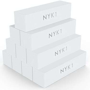 NYK1 White Nail Buffer Sanding Block Pack of 10 Professional Salon Quality Grit Nail Buffer File for Sanding Filing Natural Shellac or Acrylic Gel Nails