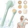 LINGSFIRE Electric Body Bath Brush Rechargeable Back Scrubber for Shower Long Handle Exfoliating Bath Brush for Shower Lotion Applicator for Back Silicone Body Scrubber with 6 Shower Brush Heads