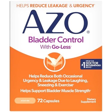 AZO Bladder Control with GoLess Daily Supplement Helps Reduce Occasional Urgency leakage due to laughing sneezing and exercise&Acirc;&nbsp;&Acirc;&nbsp;&Acirc;&nbsp; 72 Capsules