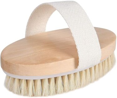 Generic Body Brush Natural Bristle Shower Brush Dry Back Scrub for Exfoliating Massaging and Improving Blood Circulation