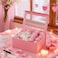 PACKQUEEN Pink Gift Box with Window 9x65x38 Inches Clear Gift Box for Present Contains Ribbon Card Bridesmaid Proposal Box with Magnetic Lid Glossy Pink