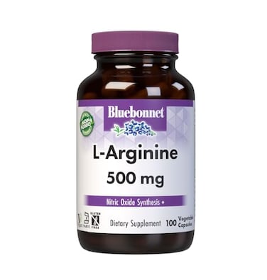 Bluebonnet Nutrition LArginine 500mg FreeForm Amino Acid Nitric Oxide Precursor SoyFree GlutenFree NonGMO Kosher Certified Vegan 100 Vegetable Capsules 100 Servings White