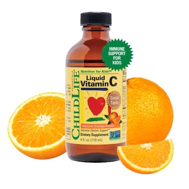 CHILDLIFE ESSENTIALS Liquid Vitamin C Pure Vitamin C Liquid Supplement for Kids Toddlers Babies Immune System Support Liquid Low Sugar Natural Orange Flavor 4 Fl Oz Pack of 1