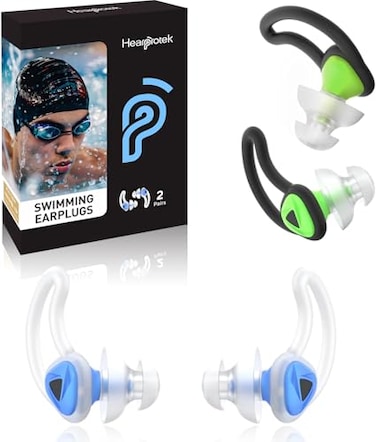 Hearprotek Ear Plugs for Swimming2 Pairs Soft Silicone Reusable Waterproof Earplugs for Adults Men Women Custom Fit for Swimmers Ear Pool Beach Snorkeling Surfing Kickboard TrainingBlueGreen