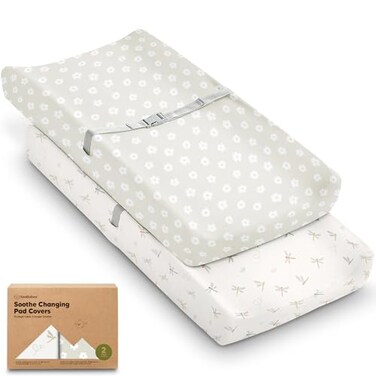 KeaBabies 2Pack Organic Changing Pad Covers for Girl Boy Neutral 100 Cotton Changing Table Pad Cover Soft Baby Nursery Diaper Changing Pad Sheets Contour Changing Pads Liners Change Pad Cover Meadow