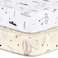 ملاءات BROLEX Pack n Play، عبوة من قطعتين، ملاءات سرير أطفال صغيرة، ملاءات سرير لعب قابلة للتمدد، غطاء مرتبة سرير لعب قابل للتحويل، خامة فائقة النعومة وجيدة التهوية، بنقشة بالون النجوم والقمر