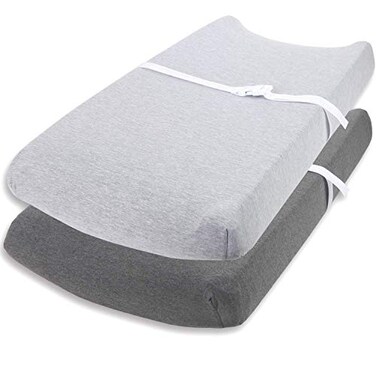 Cuddly Cubs Changing Pad Covers 2 Pack Snuggly Soft Plush Cotton Changing Table Covers for Boy Girl Fits Perfectly on Summer Infant and Other 16 x 32 Baby Changing Table Pads Heather Grey