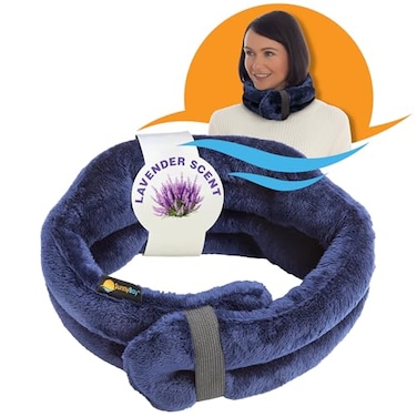 SunnyBay Microwave Heating Pad Microwavable Heated Neck and Shoulder Wrap with Wide Neck Coverage HandsFree Moist Aromatherapy Hot Pack with Lavender 26x7 Inches 25 lbs Navy Blue