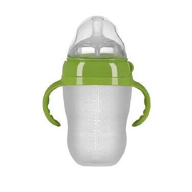 Generic Baby Bottles 2 Pack 8oz Nurture Nest Anti Colic Bottles with Easy to Hold Handles and Soothing Green Trim