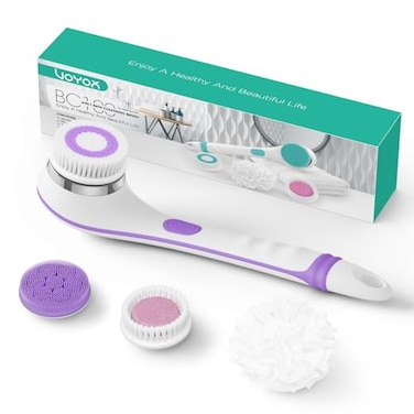 VOYOR Electric Body Brush Back Scrubber for Shower Rechargeable Exfoliating Bath Brush Powered Shower Brush with NonSlip Long Handle Deep Cleansing Exfoliation Massaging Spin Brush BC100 Purple