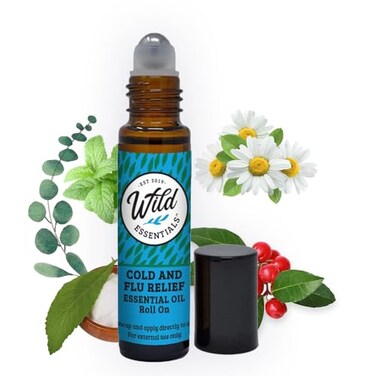 زيت عطري لتخفيف أعراض البرد والإنفلونزا من إم إسينشالز، عبوة رول أون 10 مل لتخفيف عميق، مصنوع من زيوت عطرية نقية 100% عالية الجودة وزيت الجوجوبا العضوي، مرطب جاهز للاستخدام