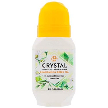Crystal Essence Mineral Deodorant RollOn Chamomile Green Tea 225 oz Pack of 4
