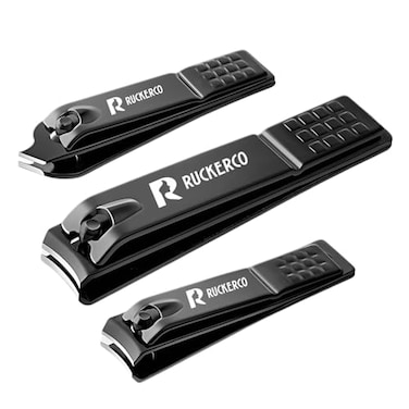 R RUCKERCO Nail Clippers Set Matte Stainless Steel 3 pcs fingernail Clippers Slant EDG Toenail Clipper Cutter The Best Gift Nail Clippers for Men and Women