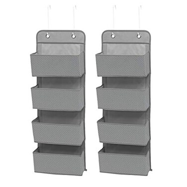 Delta Children 4 Pocket Over The Door Hanging Organizer 2 Pack Easy StorageOrganization Solution Versatile and Accessible in Any Room in the House Cool Grey