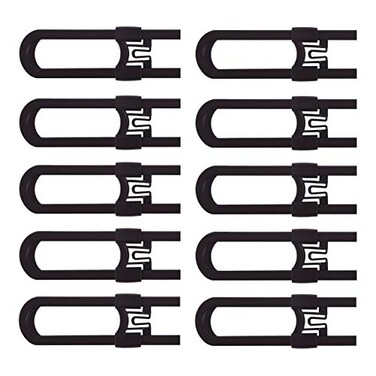 CUTESAFETY Sliding Cabinet Locks Baby Proofing Adjustable Child Safety Latches for Knobs Handles 10 Pack No Adhesive Drilling or Tools Brown