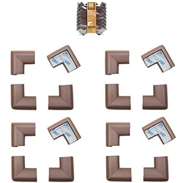 Roving Cove HeftyFit Corner Protector for Baby 16 Large Corners HeavyDuty Soft Rubber Foam Furniture Corner Bumper Guards 3M Adhesive PreTaped Coffee Brown