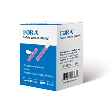 FORA Sterile Safety Lancet 5086 14mm Depth 30 Gauge 100 Count Lancing Device Not Required