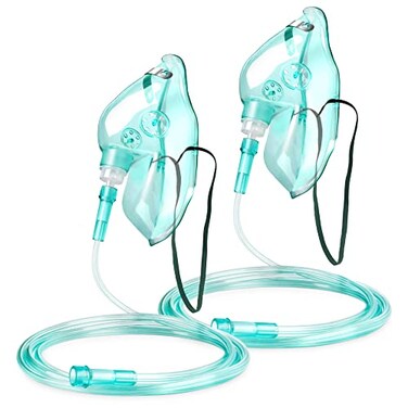 ANSNF 2 Pack Oxygen Mask for Face Adult with 66 Tube Adjustable Elastic Strap Size L NO Cup