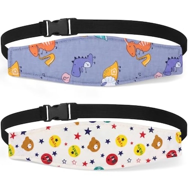 HESTYA 2 Pcs Carseat Head Support Toddler Stroller Seat Headrest for Sleeping Traveling Neck Relief Headband Strap for Kids Children Toddler InfantDinosaur and Bear