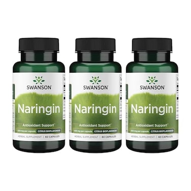 مكمل غذائي مضاد للأكسدة من سوانسون نارينجين الحمضي بيوفلافونويد للبالغين الراغبين في تعزيز فوائد فيتامين سي، 500 ملغ، 60 كبسولة، عبوة من 3 قطع