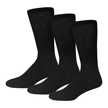 Brooklyn Socks Big and Tall Diabetic Neuropathy Crew Socks King Size Mens Athletic Crew Socks 1316 Black 3 pairs