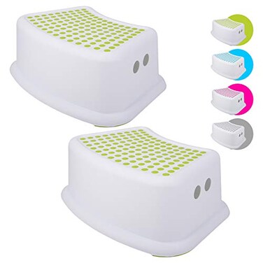 Tiawudi Step Stool for Kids 2 Pack Toddlers Stool for Potty Training Bathroom Kitchen Bedroom Toy Room and Living Room Toilet Stools with Soft AntiSlip Grips for Safety Stackable Green