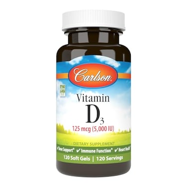 Carlson Vitamin D3 5000 IU 125 mcg Bone Health Muscle Health Cholecalciferol Vitamin D Supplements Vitamin D3 Soft Gels 120 Softgels
