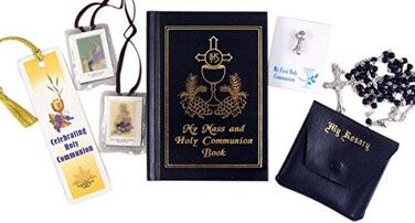 DTC First Communion Gifts for Boys with Rosary Prayer Book Scapular Lapel Pin and Bookmark