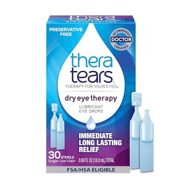 TheraTears Dry Eye Therapy Lubricating Eye Drops for Dry Eyes Preservative Free eye drops 30 SingleUse Vials