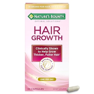 Nature's Bounty Natures Bounty Optimal Solutions Hair Growth Supplement with Biotin Hair Growth Vitamins with Biotin Silicon Arginine 1 Per Day 30 Capsules One Month Supply