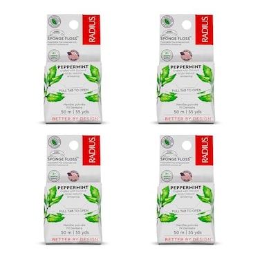 Radius Peppermint Dental Floss 55 Yards Vegan NonToxic Oral Care Boost Designed to Help Fight Plaque Clear Pack of 4