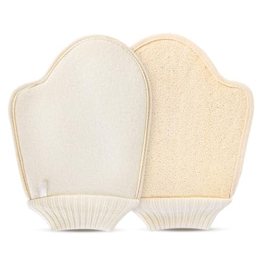NierNika Natural Loofah Bath Mitts 100 PlantBased Loofah Gloves for Women and MenDyeFreefor face and Body2 Count