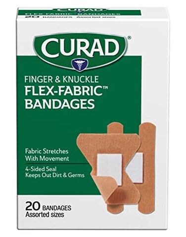 CURAD FlexFabric Adhesive Bandages FingerKnuckle Assorted for Wound Care 10 Finger10 Knuckle per Box Pack of 6
