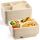 Lyellfe 50 Pack Compostable Paper Plates Natural Sugarcane 4 Compartment Plate Heavy Duty Lunch Tray Disposable Divided Sectional Plate Microwave Freezer Safe for Party School