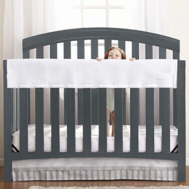 BreathableBaby Breathable Mesh RailGuard Teething Cover White 51 Long Panel 1 Fits Most FullSize and Does Not Fit Mini Cribs Use with Coordinating Short Panels for Extra Coverage